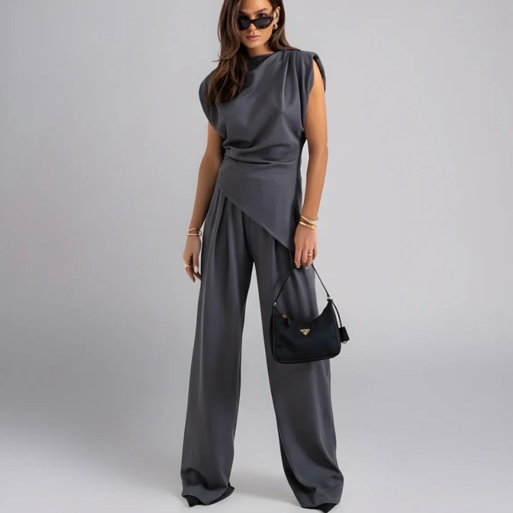 Ivora Arianna Charcoal Wide Leg 2 piece set